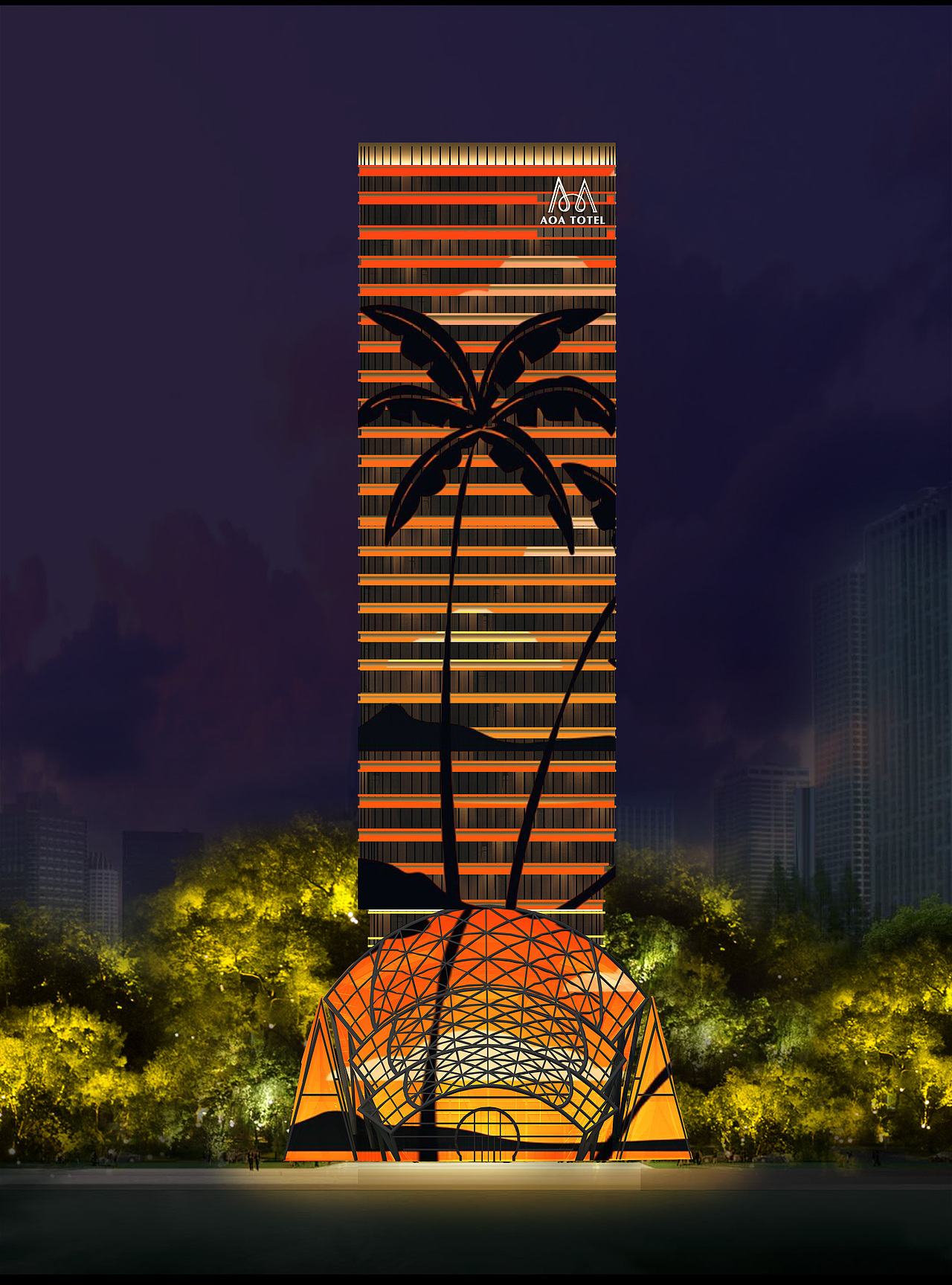 建筑夜景效果图