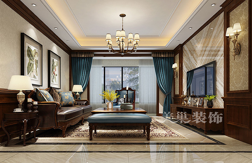 广电天韵三室两厅样板间装修设计效果图美式风格赏析（图ZMTIyMjQ5NDQ0） - 家装设计 - 站酷设计师美巢设计陈保全原创素材 - 站酷ZCOOL
