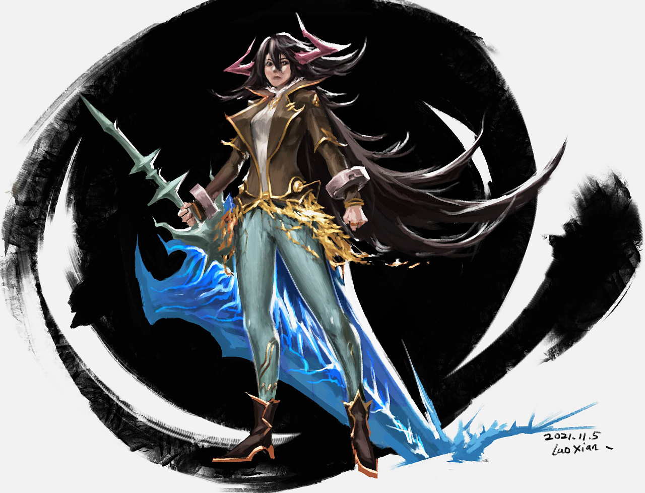 11月练习-大剑龙娘|插画|游戏原画|老仙丶 - 原创作品 - 站酷 (zcool)