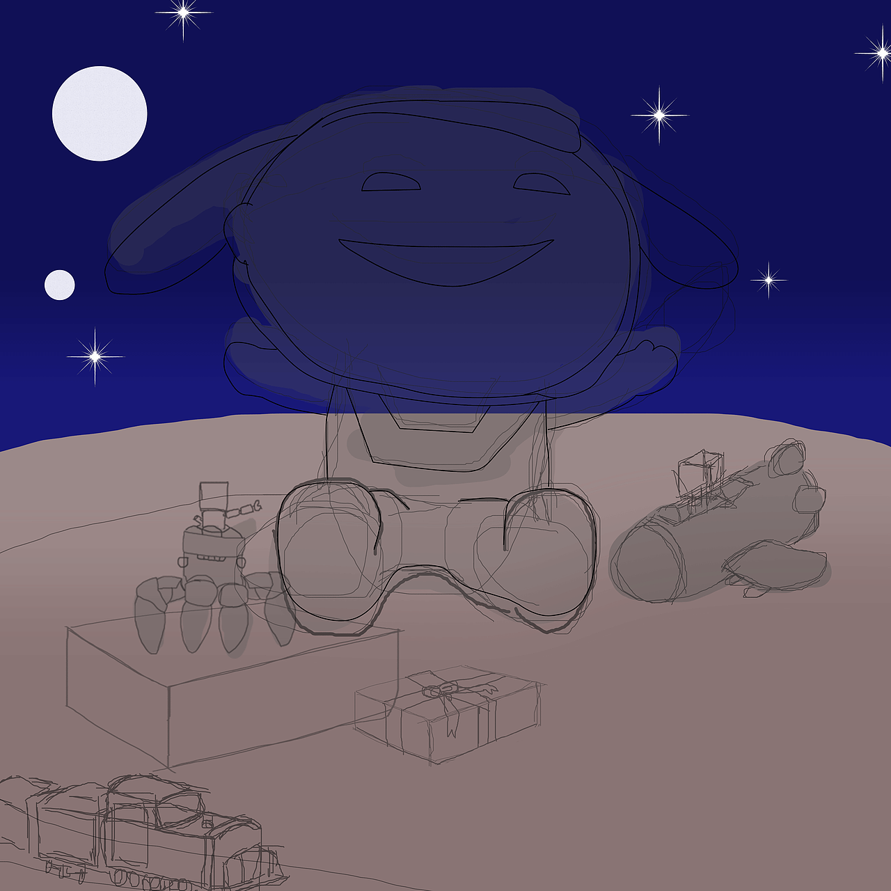 太空旅行原创儿童练习鼠标插画