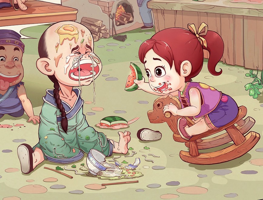 小鬼系列-吃西瓜（图ZOTczNTk4OA==） - 商业插画 - 站酷设计师亮点漫画原创素材 - 站酷ZCOOL