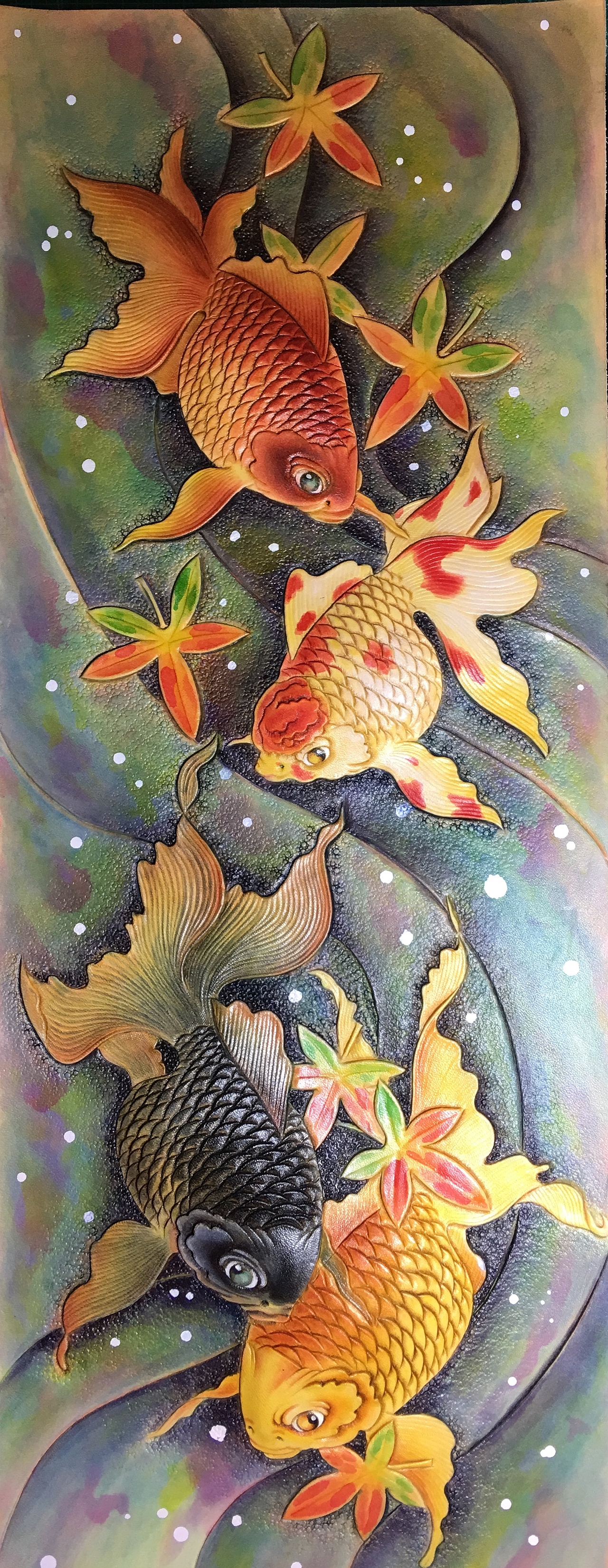 皮雕画—-金鱼戏水（图ZMTQxNzE3Mzc2） - 工艺品设计 - 站酷设计师斑寅原创素材 - 站酷ZCOOL