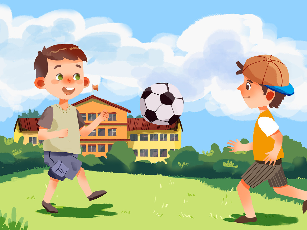 儿童插画小绘本-在学校