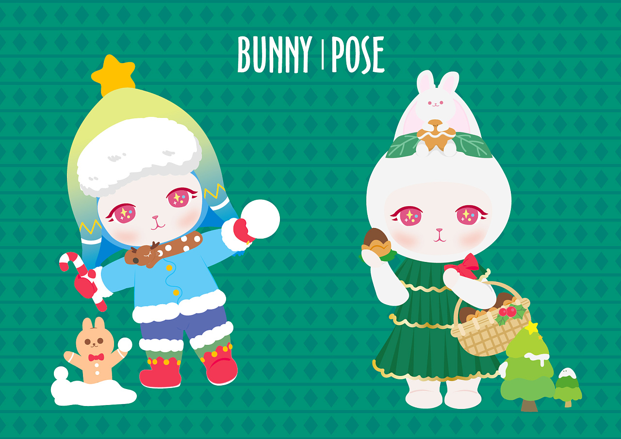 商插| 泡泡玛特bunny图素绘制|插画|商业插画|碎片收容所 - 原创作品