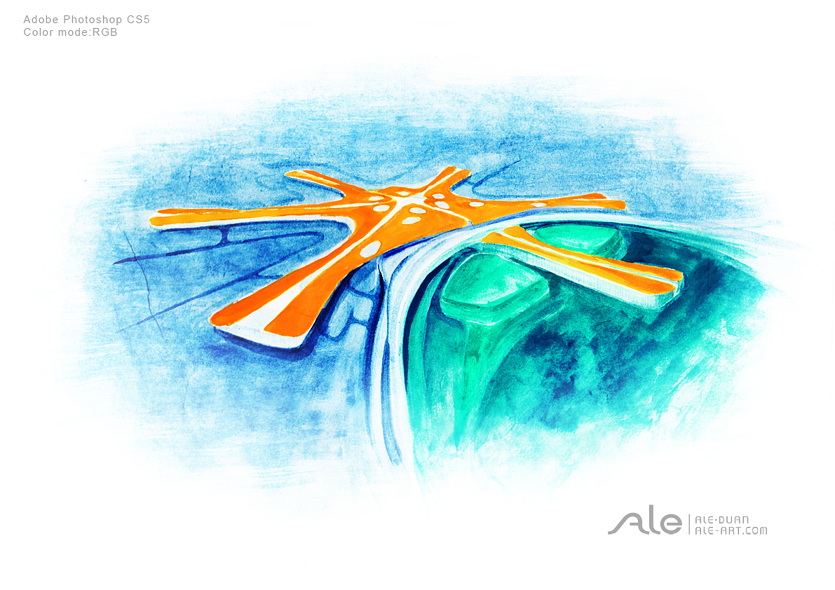 北京大兴国际机场手绘图