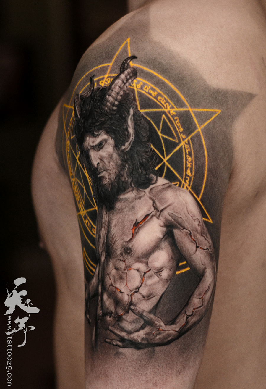 撒旦纹身 花臂图片