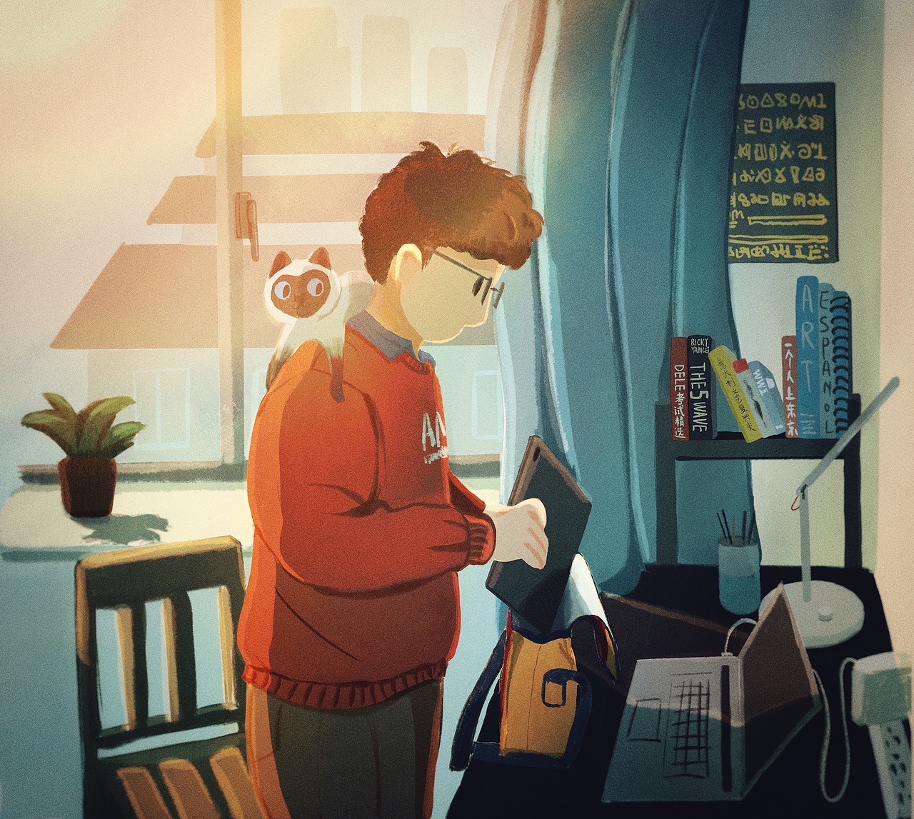 出门前的猫和我