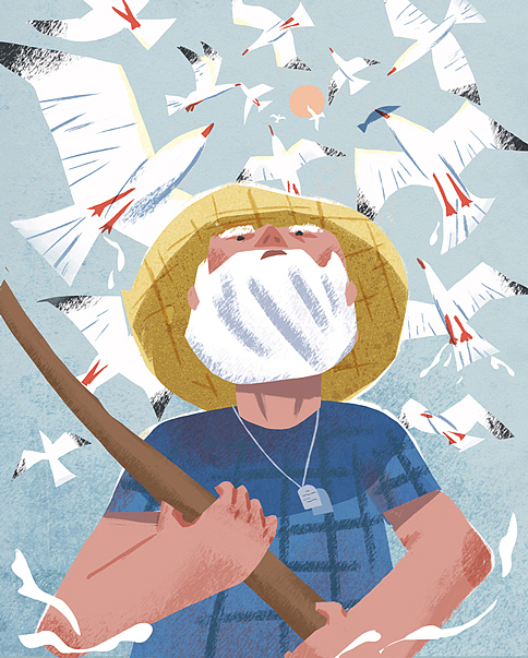 老人与海（图ZODgxODM4MTY=） - 商业插画 - 站酷设计师野人叔叔原创素材 - 站酷ZCOOL