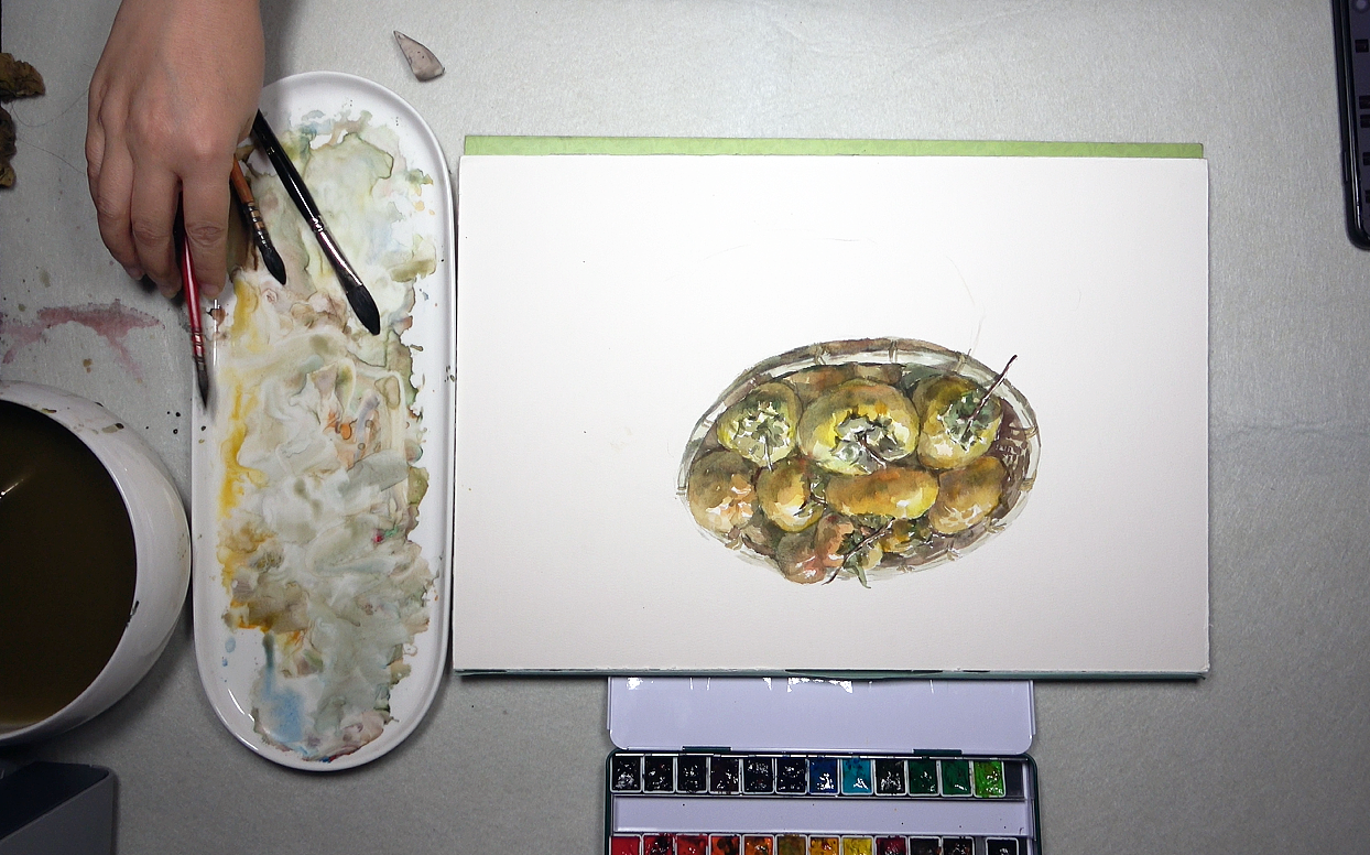 一篮柿子（图ZMTgyOTk3OTA0） - 绘画 - 站酷设计师萃艺博课堂原创素材 - 站酷ZCOOL