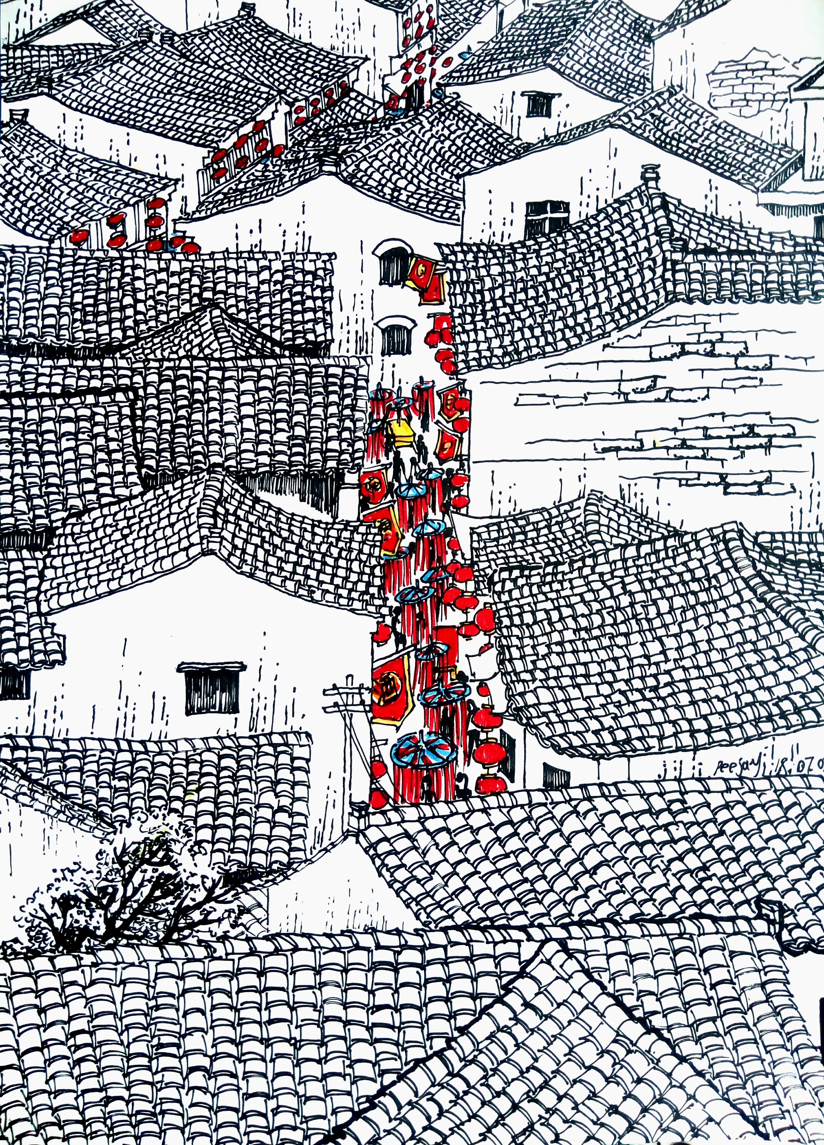 来一个这种系列的徽派建筑_朝画-站酷zcool