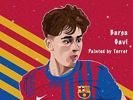 加维 Gavi 巴塞罗那插画