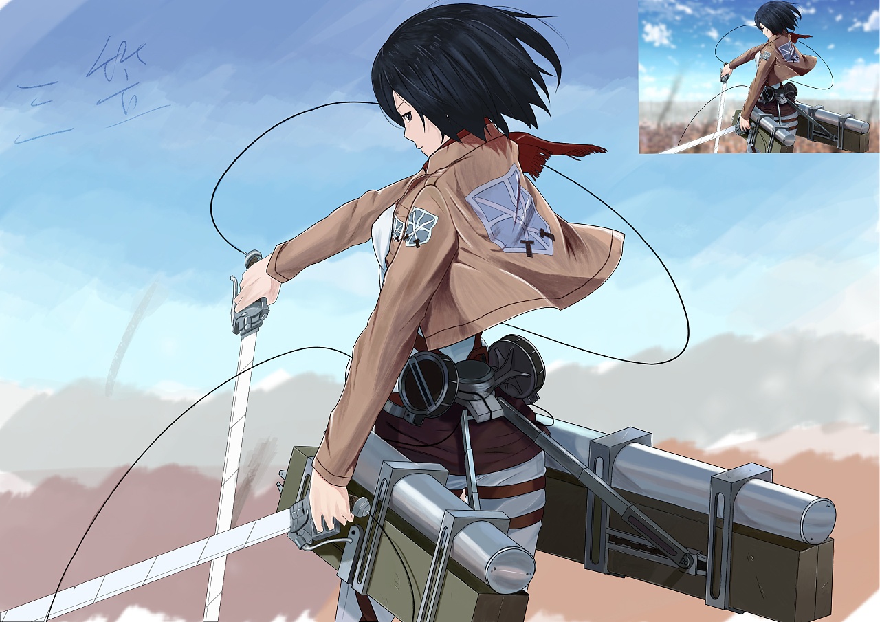 手绘拓印《三笠》|插画|创作习作|平庸少年 - 原创作品 - 站酷 (zcool