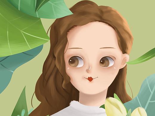 儿童插画——春天的女孩