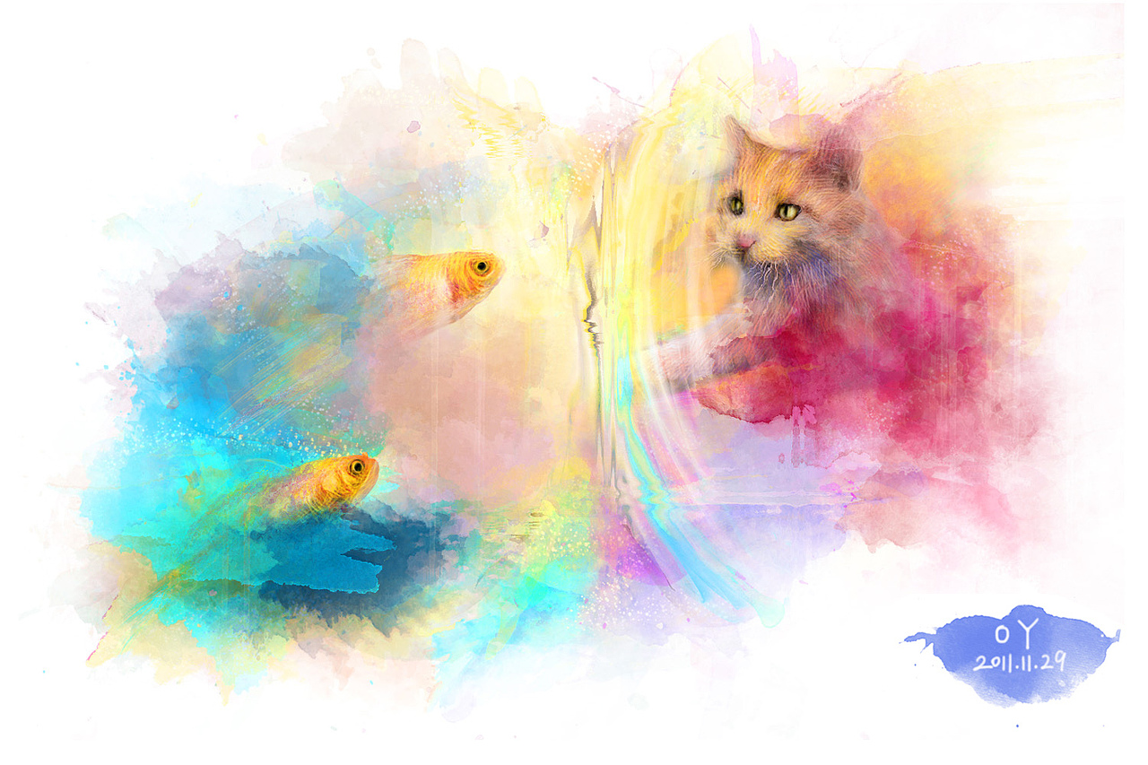 OY插画：鱼猫物语（3）（图ZNDQ4NjE5Mg==） - 创作习作 - 站酷设计师欧阳鹏杰_OY原创素材 - 站酷ZCOOL