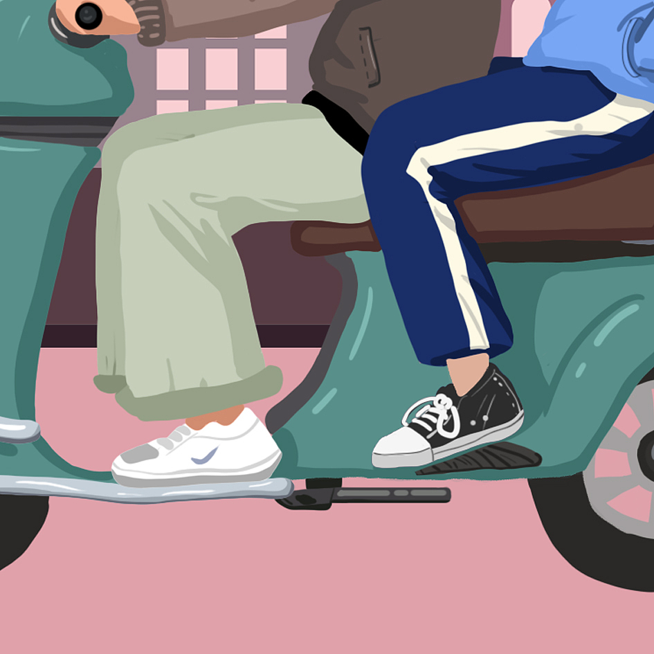 插画骑摩托
