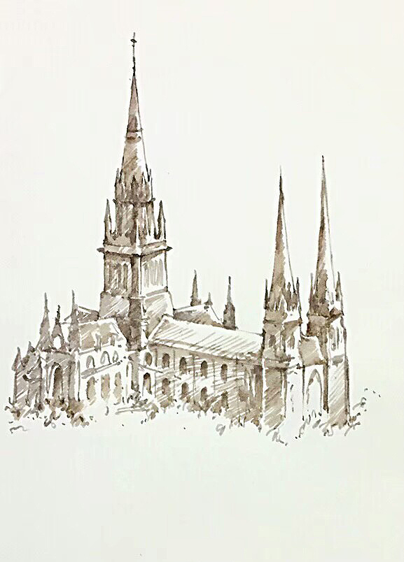 耶稣会教堂手绘图图片