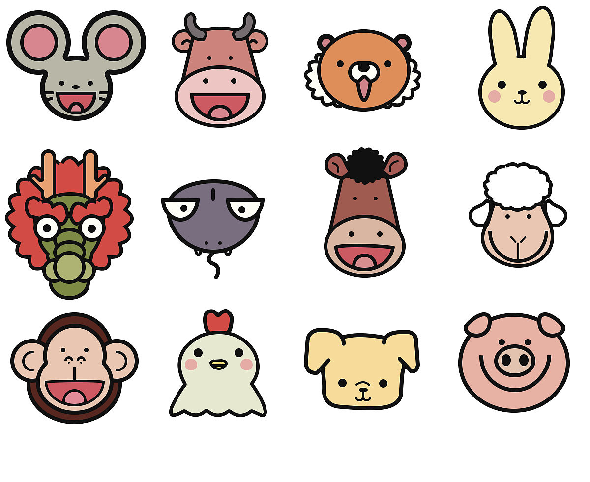 十二生肖图标 临摹