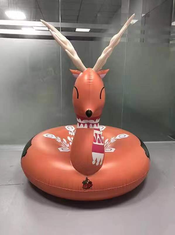 立体单人麋鹿滑雪圈橙色系