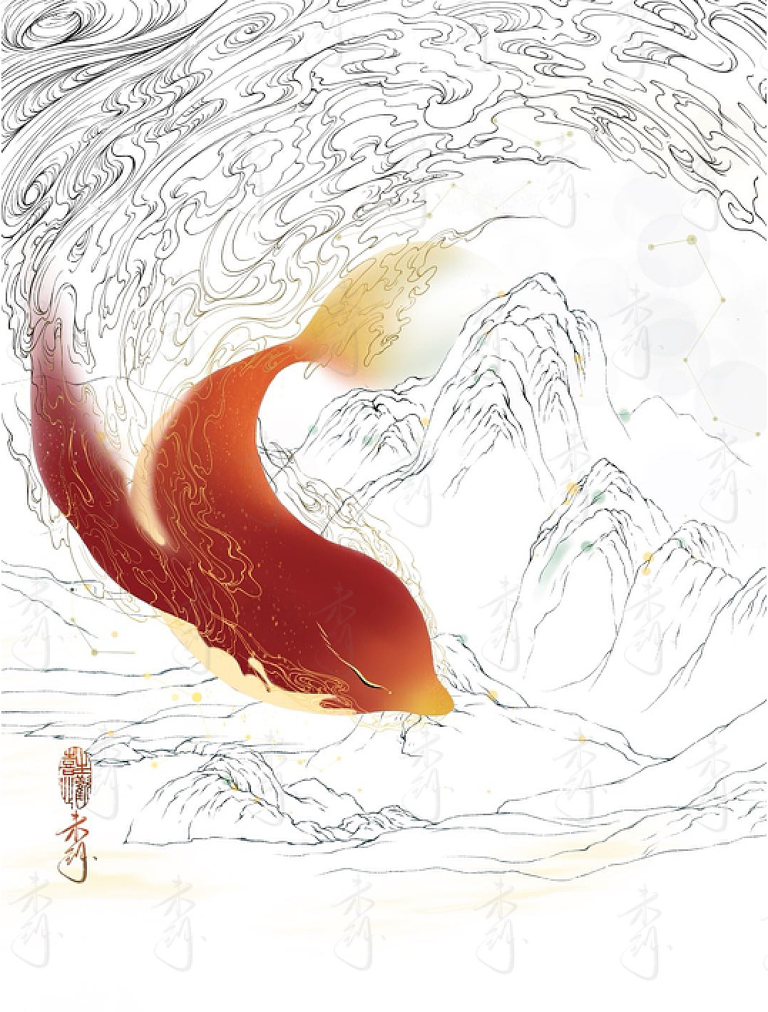 【国潮插画—— 蜉蝣之间】_未玥-站酷ZCOOL