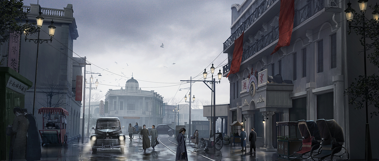 年代戏,民国戏影视概念气氛图