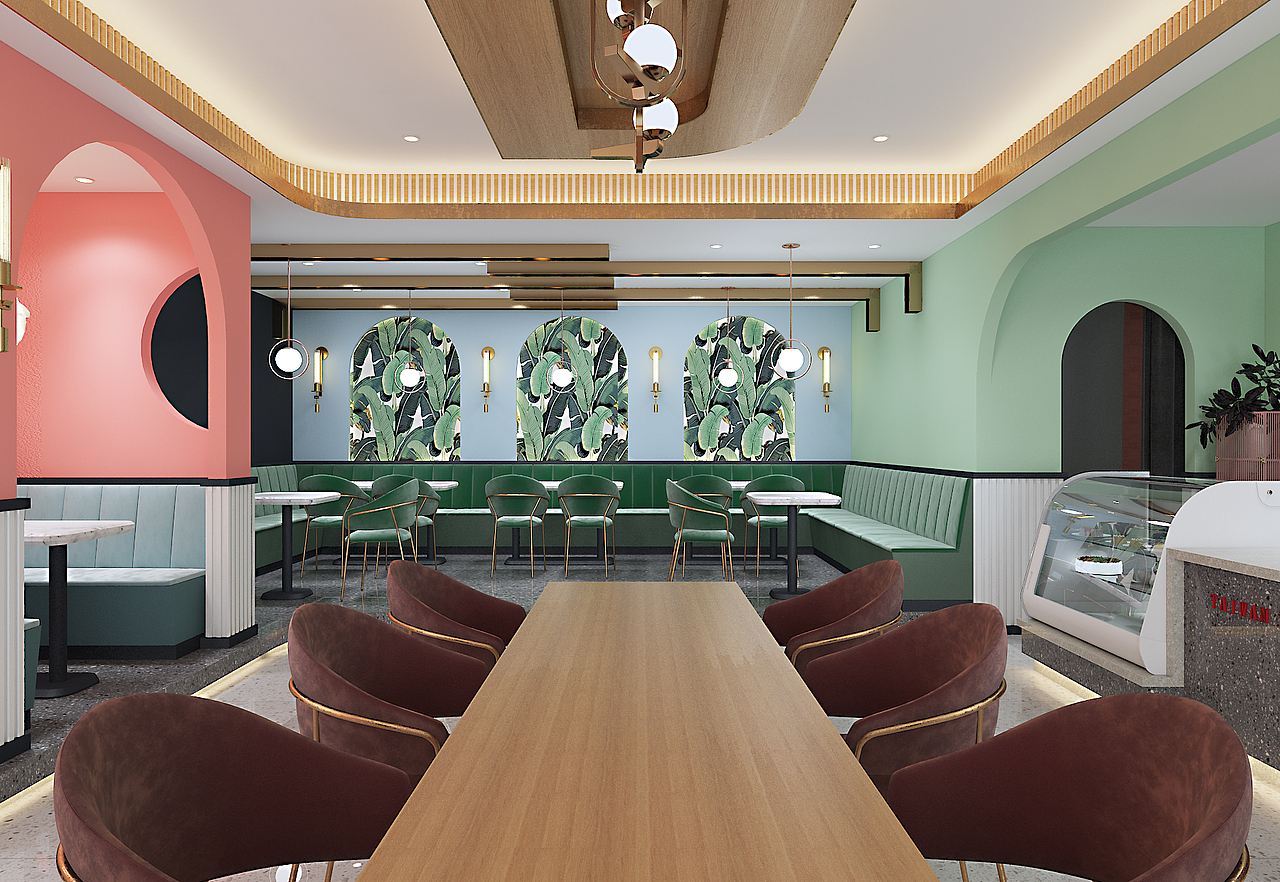 春阳茶事奶茶店效果图（图ZMTgyNTU0NTc2） - 家装设计 - 站酷设计师是小豪哥啊原创素材 - 站酷ZCOOL