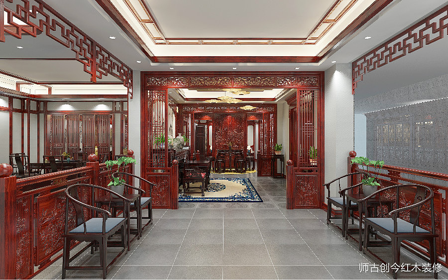 别墅红木装修,红木全屋定制演绎东方之美!