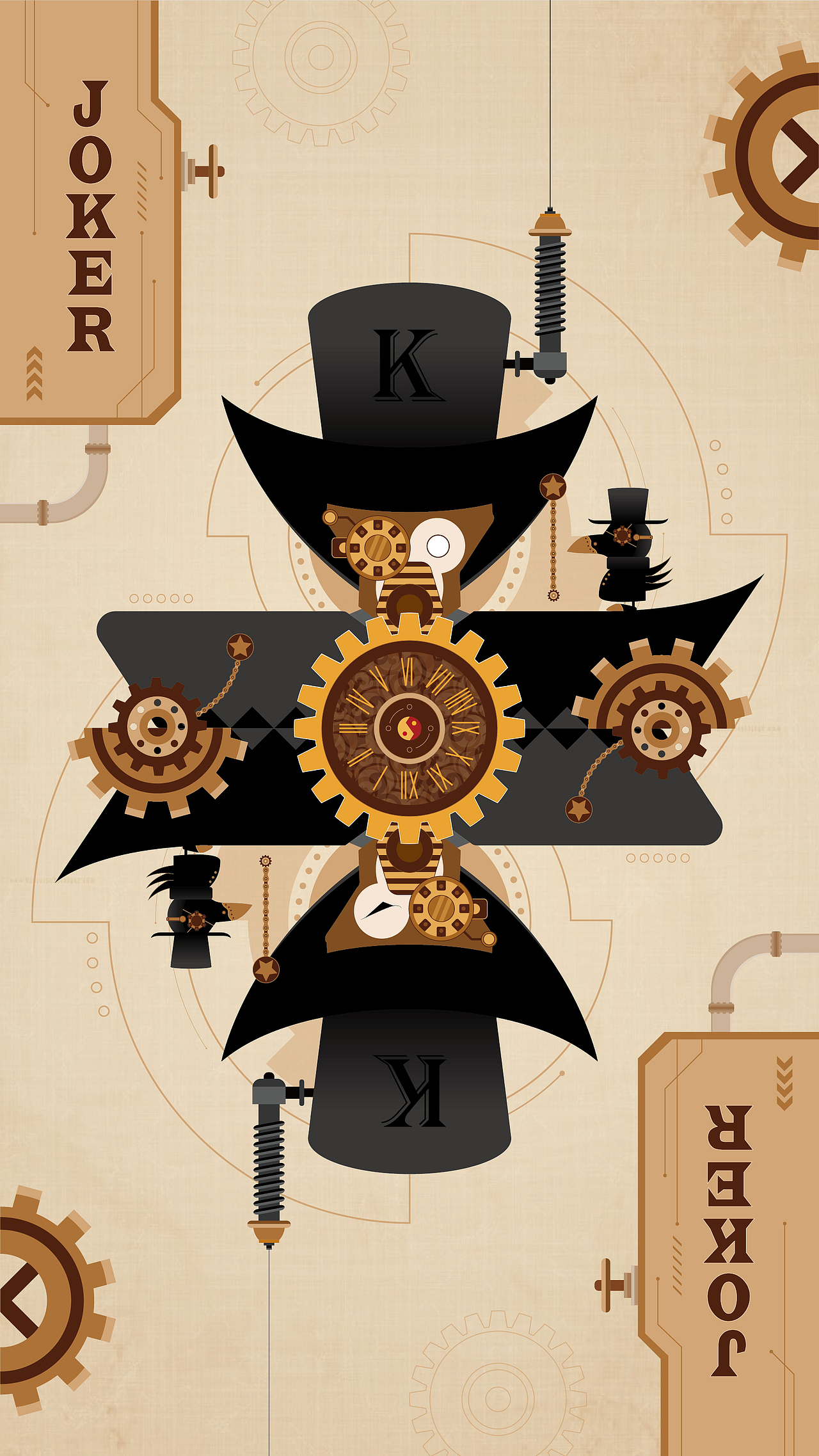 蒸汽朋克大王小王扑克joker