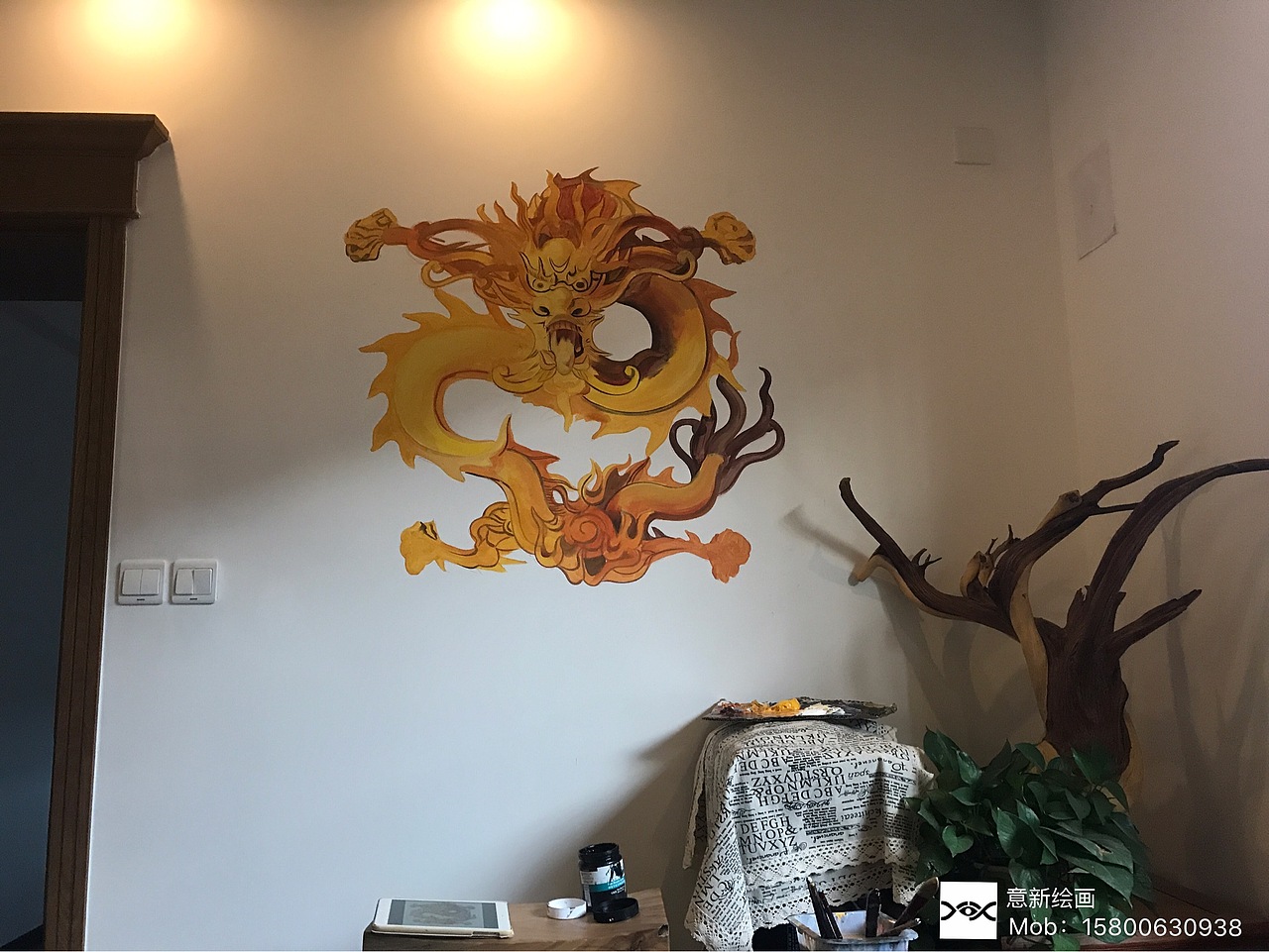 上海墙绘-龙浮雕彩绘