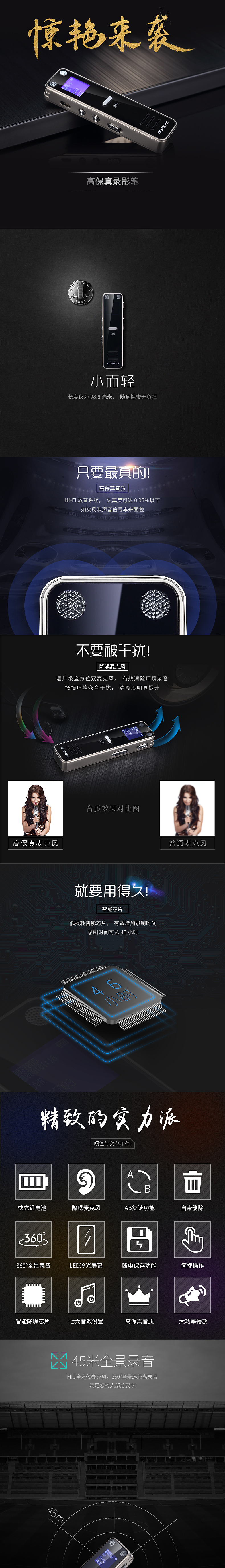 录音笔详情页设计（图ZNjUwMjAzODg=） - 电商 - 站酷设计师浮生祭流年原创素材 - 站酷ZCOOL