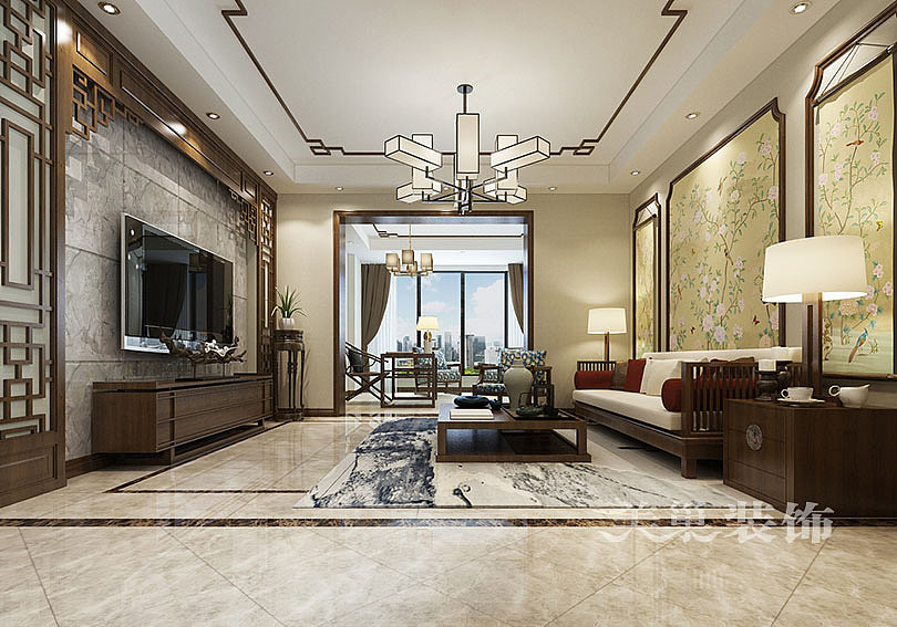 郑州丹桂园155平四室新中式风格，运用简洁的手法表达传统精髓（图ZOTQ0MjE5MzY=） - 家装设计 - 站酷设计师美巢设计蒋艳斌原创素材 - 站酷ZCOOL