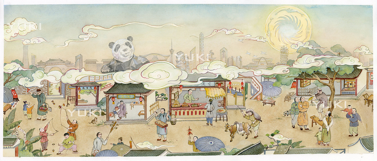 四川省图书馆，成都通览古籍文创插画。（图ZMjUyMTQzMTI4） - 商业插画 - 站酷设计师yuki201472原创素材 - 站酷ZCOOL
