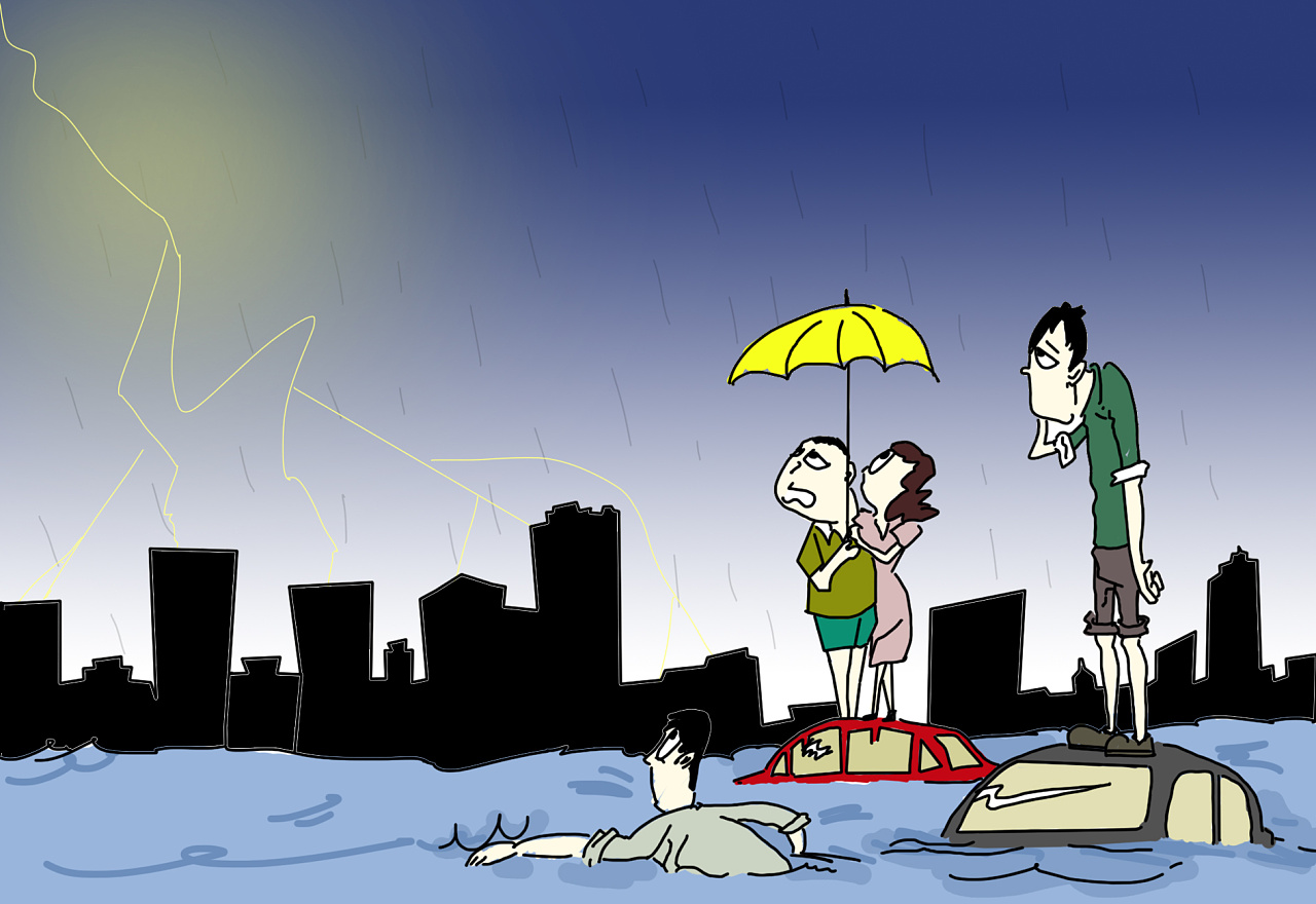 台风暴雨【手绘】|插画|儿童插画|金金金万岁 - 原创作品 - 站酷 (ZCOOL)
