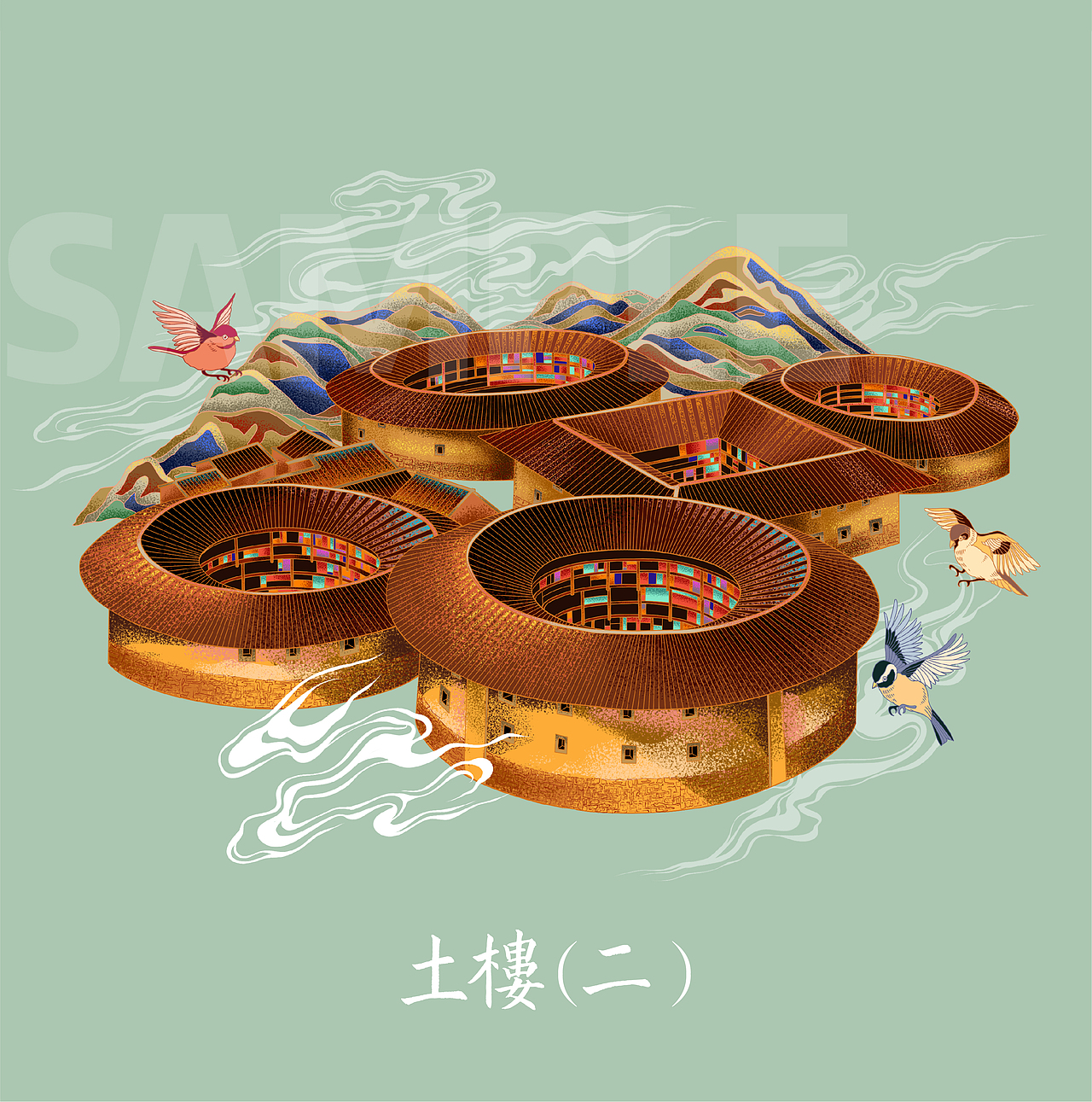 福建建筑-系列插画（图ZMjc1MDYyMDky） - 商业插画 - 站酷设计师monnea原创素材 - 站酷ZCOOL