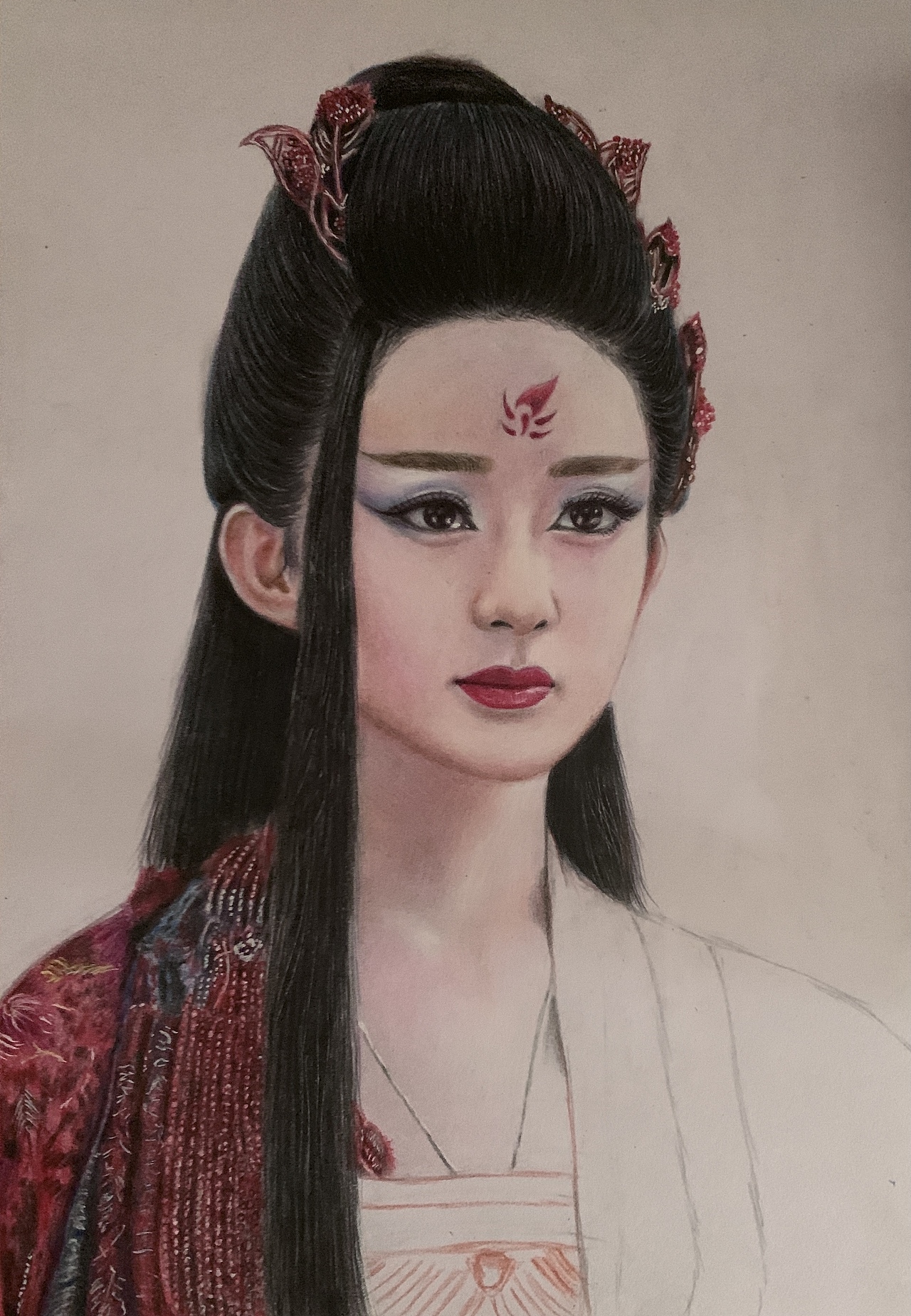 彩铅手绘妖神花千骨