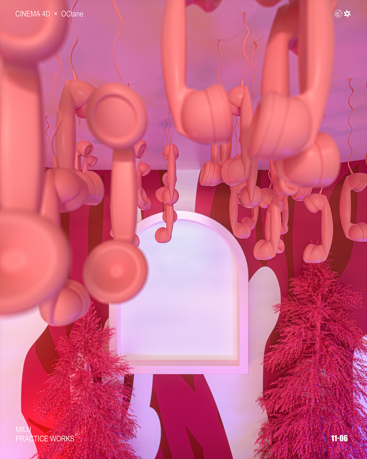 【C4D练习】粉红怪诞场景（图ZMjc2NzAwMDQ0） - 其他三维 - 站酷设计师咪露设计师的饭桌原创素材 - 站酷ZCOOL