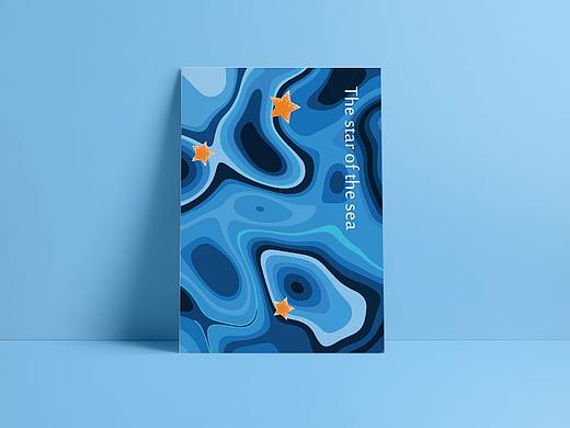 海洋之星蓝色配色渐变排版海报