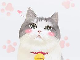 猫绘画作品