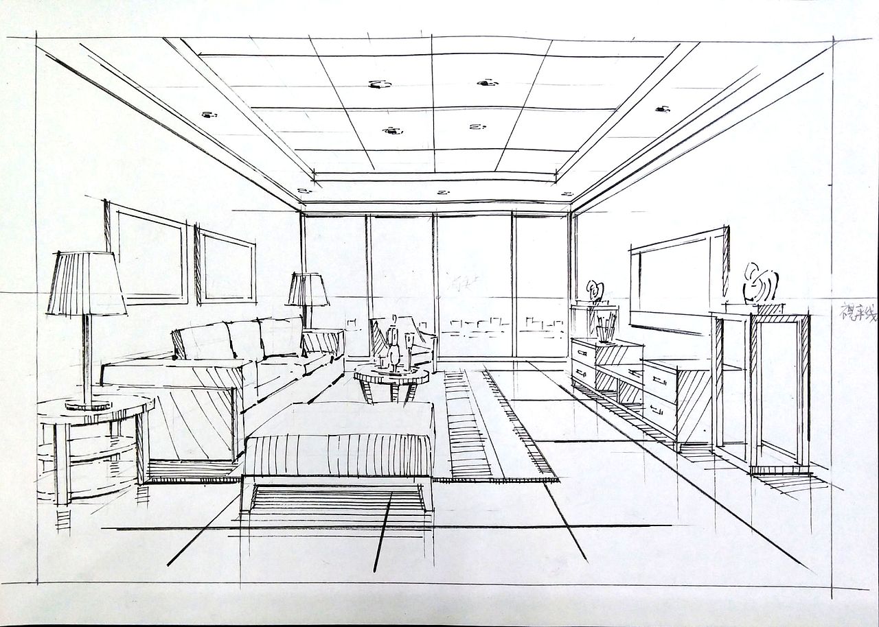 一叶手绘室内设计手绘线稿