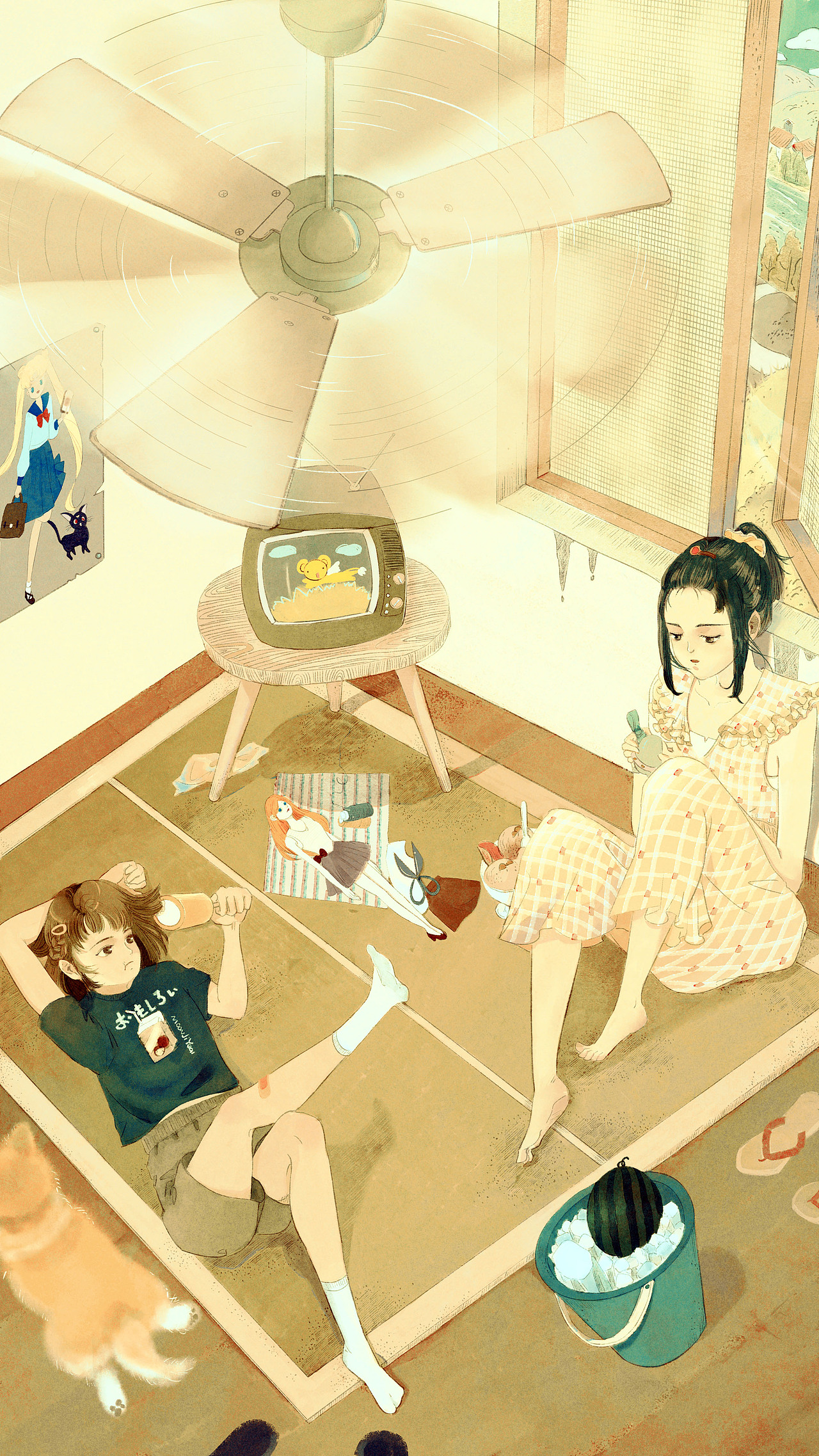 参加了一个夏日主题比赛
<br>小时候和妹妹在乡下<br>我们可以一个接一个暑假孜孜不倦地玩珍妮娃娃<br>我热衷给洋娃娃做衣服并无师自通了剪裁<br>有一年流行起了电子宠物<br>养的小恐龙寿终正寝的那一刻<br>感受到了一丝丝伤心