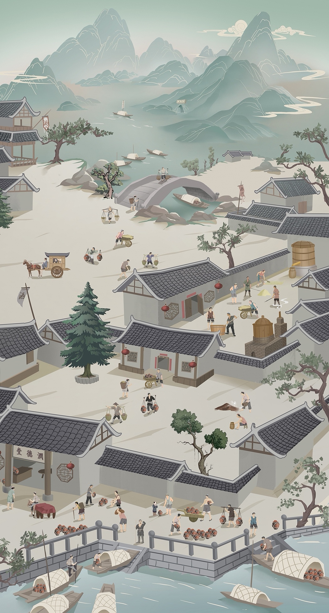 泸州老窖中庭插画设计