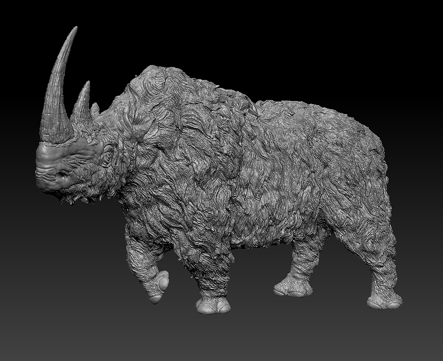 厚毛犀牛3d打印雕像