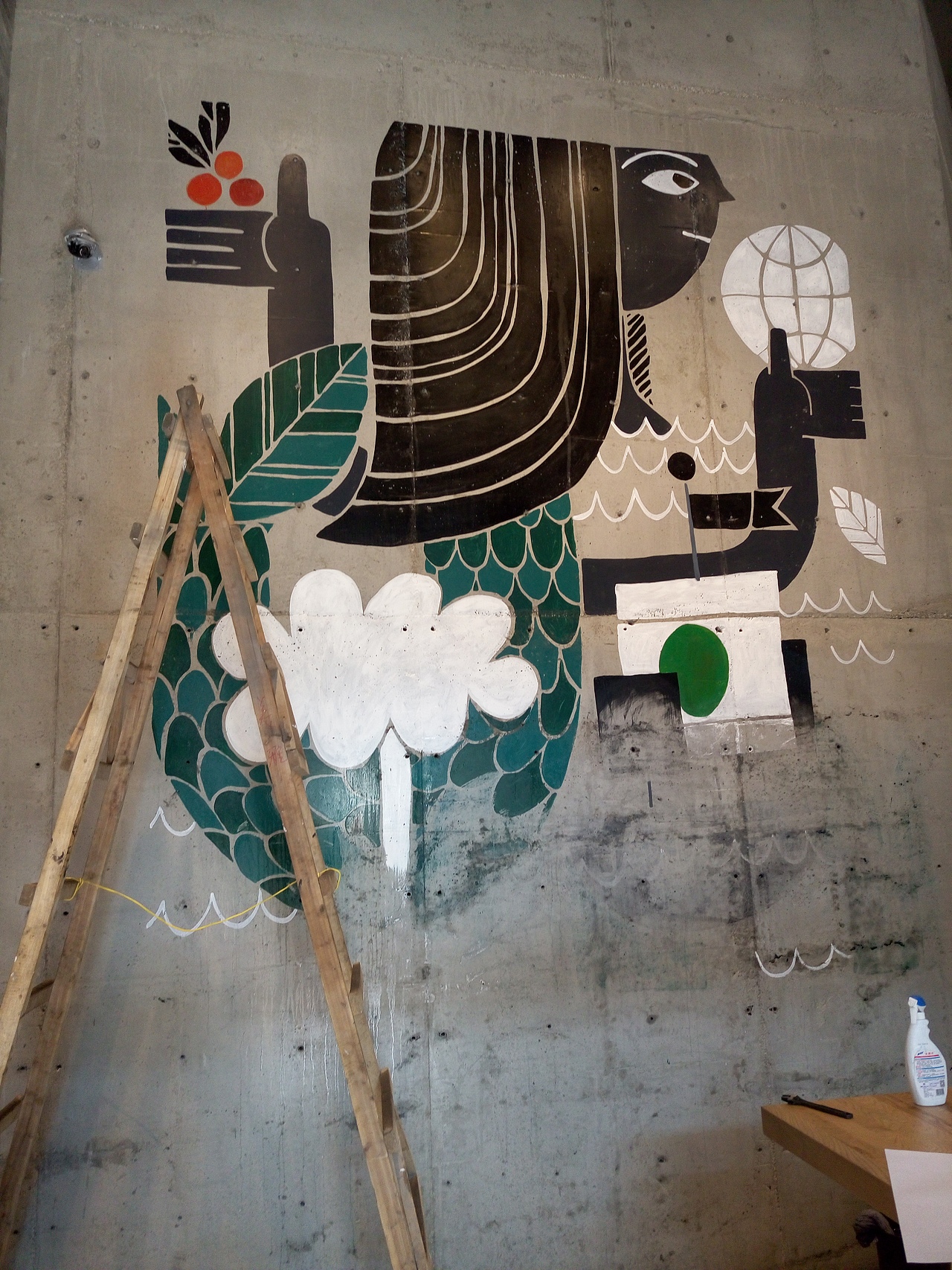 广州名盛广场 星巴克 壁画|纯艺术|绘画|广州墙绘艺术_原创作品-站酷