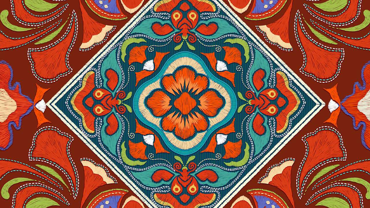 花西子x苗族印象刺绣插画