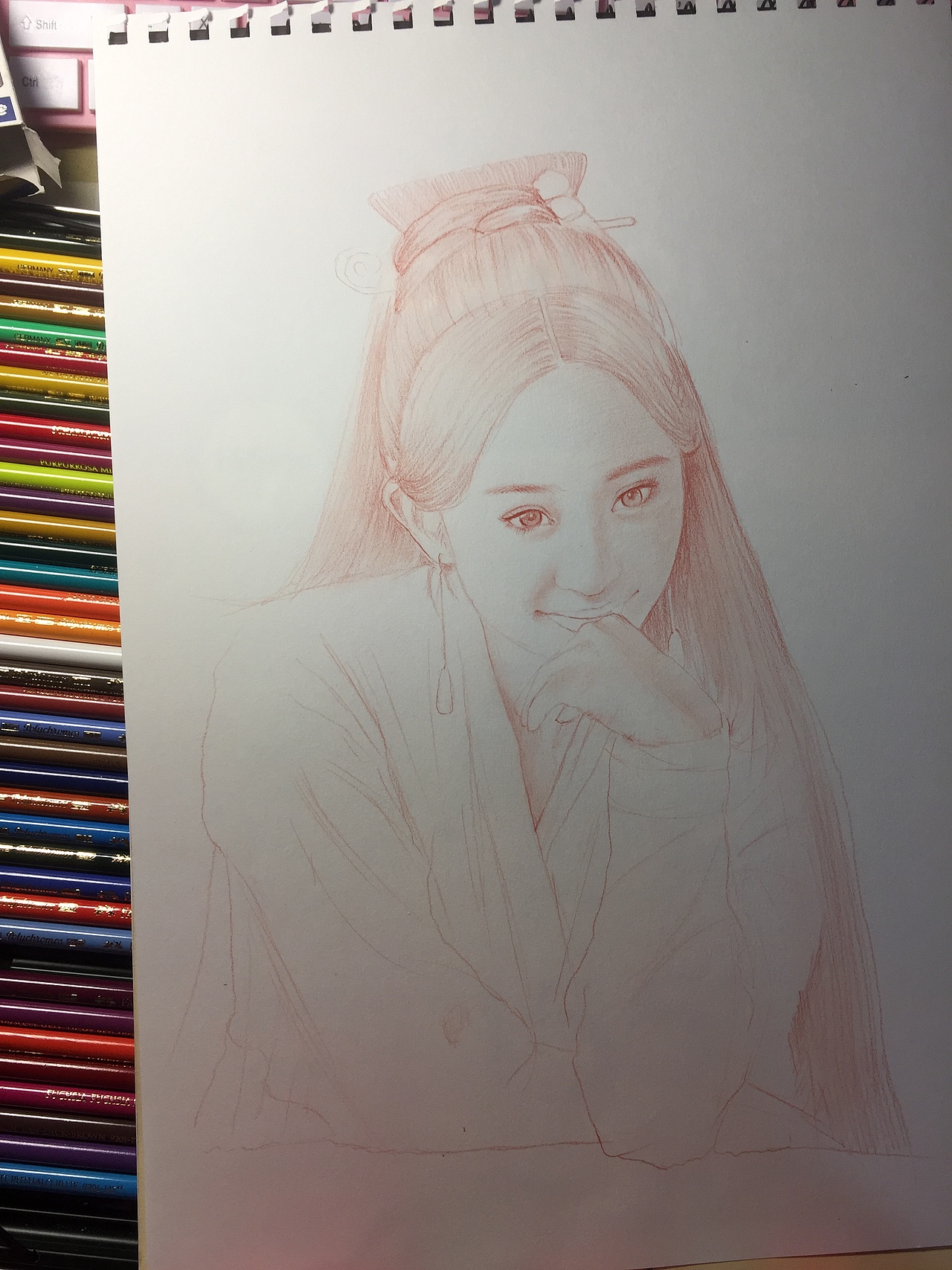 三生三世十里桃花杨幂彩铅人物肖像