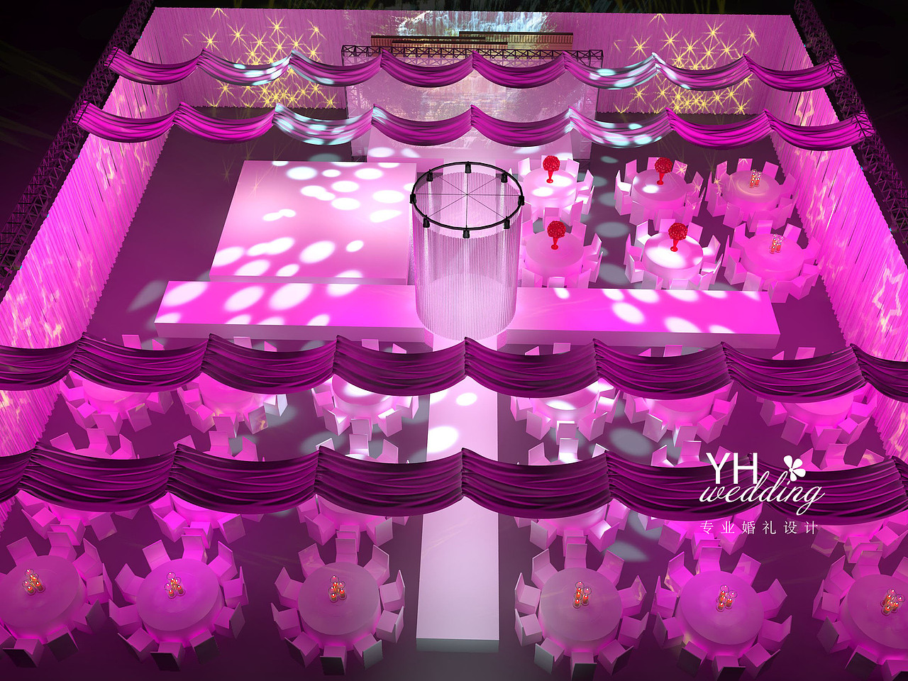 YHwedding婚礼设计:全息投影婚礼3D效果图