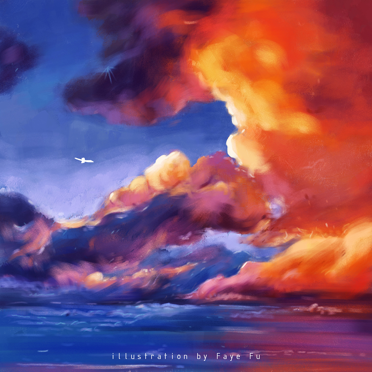 《云海穿行》 ps厚涂|插画|商业插画|faye的秘密花园 - 原创作品