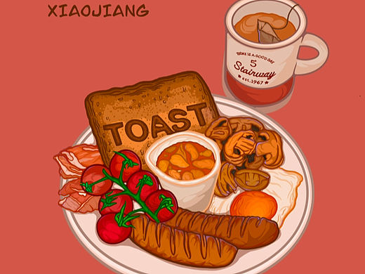 iPad线稿风食物/食物插画/简餐（个人主页-ZNjM4NDgwMjA=） - 商业插画 - 站酷设计师小姜画饿了原创素材 - 站酷ZCOOL