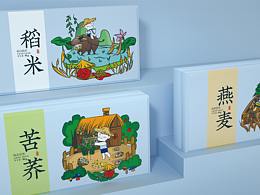 五谷杂粮包装插画设计