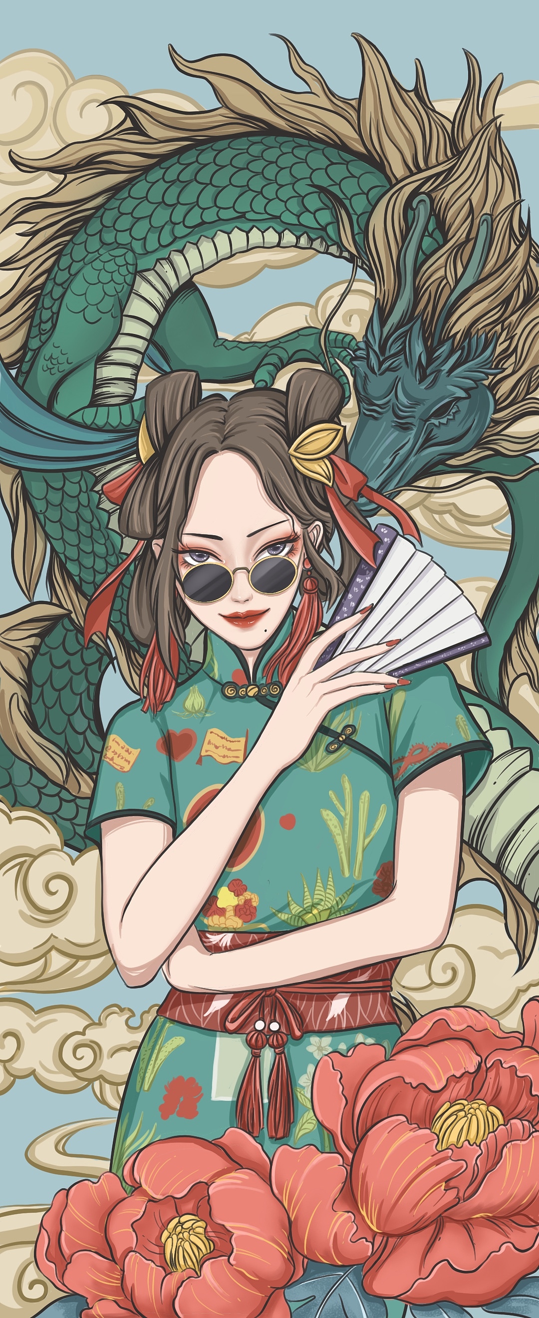 国潮风人物插画