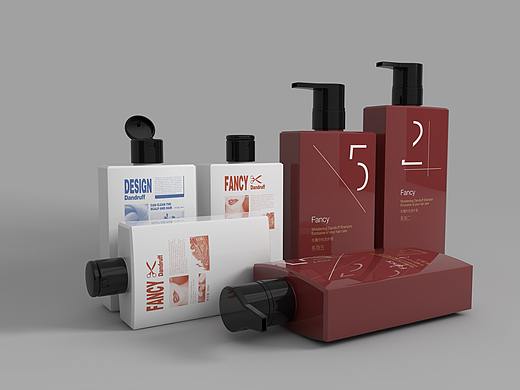扁瓶 洗发水 沐浴露 护肤品 红白设计 数字设计